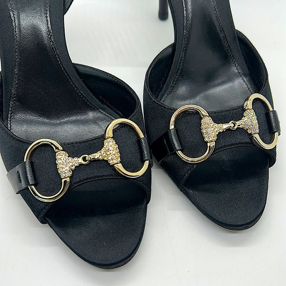 Gucci Authentic Sexy Black and Silver Tess Stiletto Heel Shoes **Size 6.5** 🔥🔥 - Picture 3 of 11